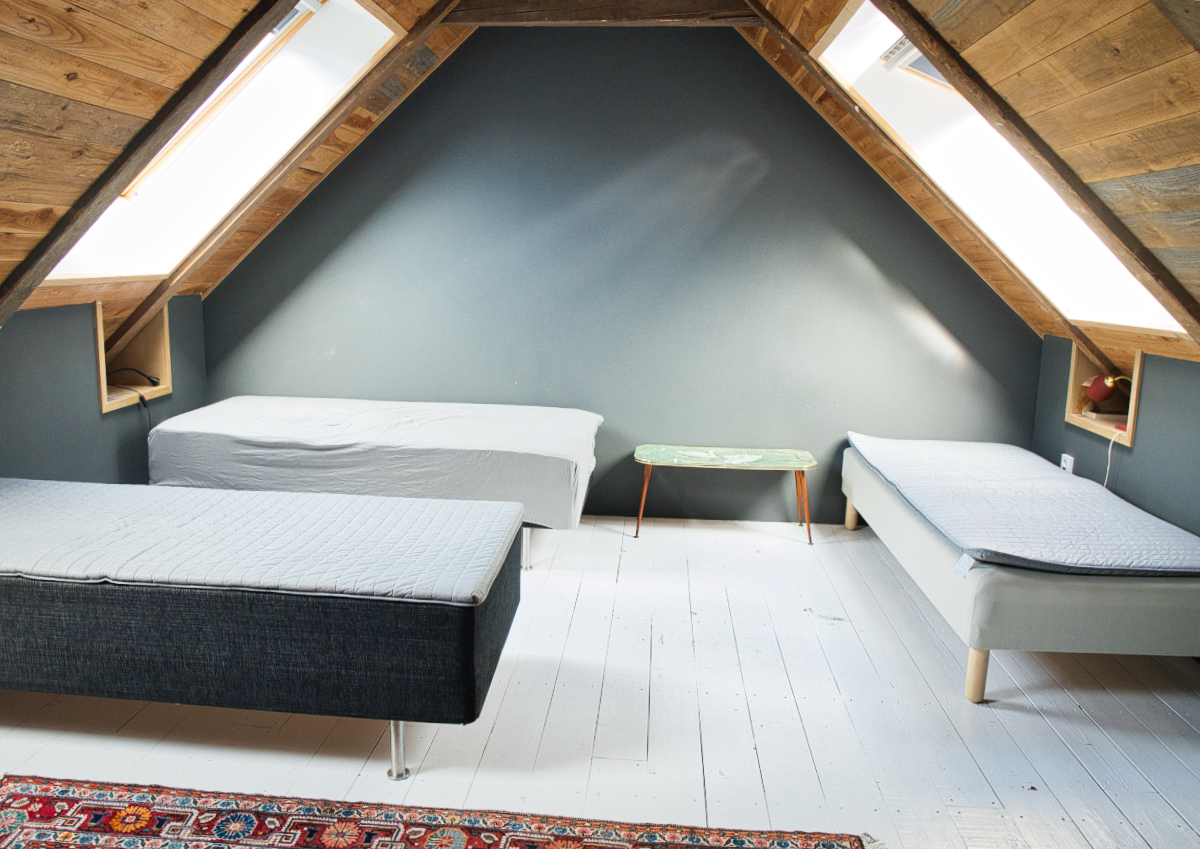 Inside the four-bed room above the studio